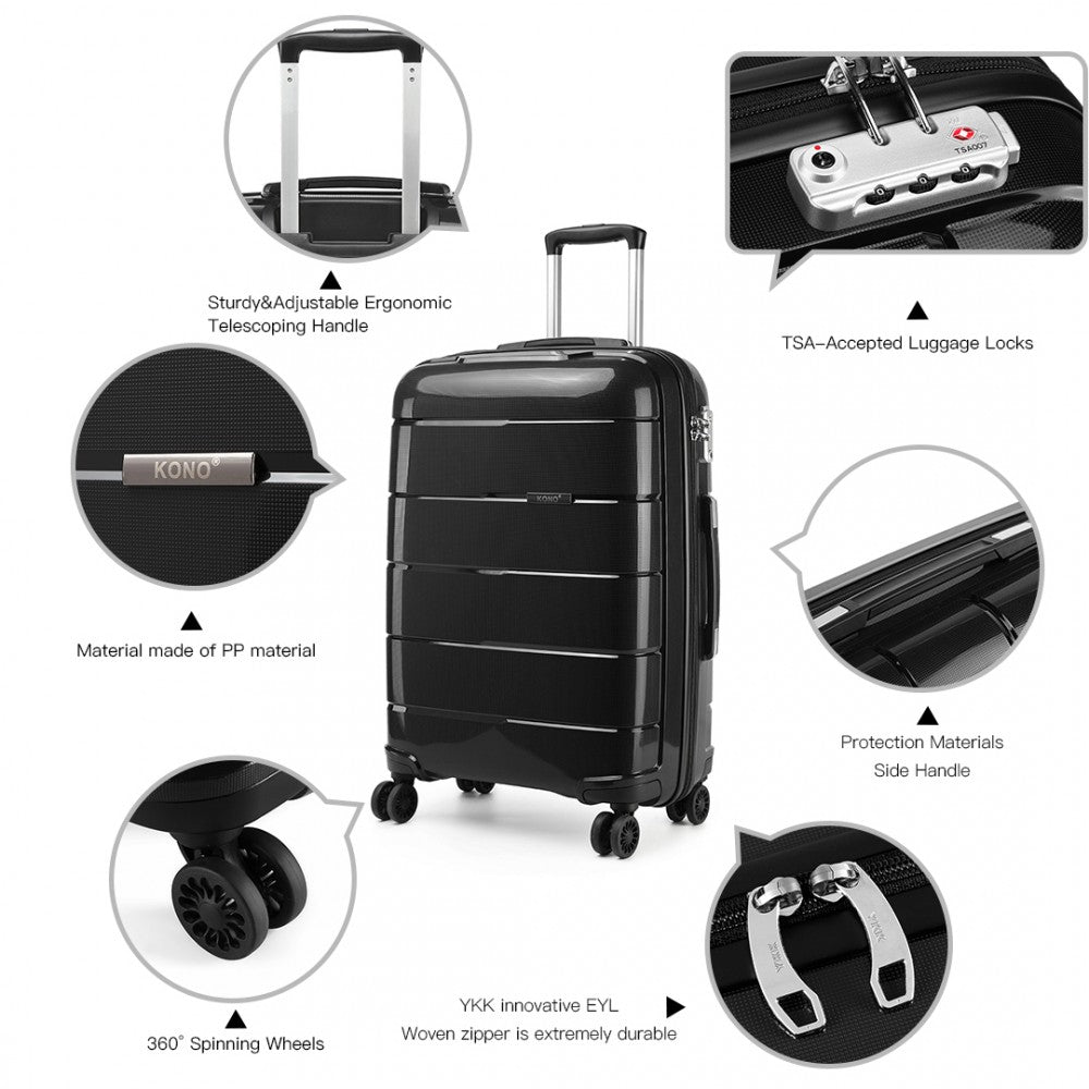 Kono K1997L Hard Shell PP (Polypropylene) Suitcase With TSA Lock