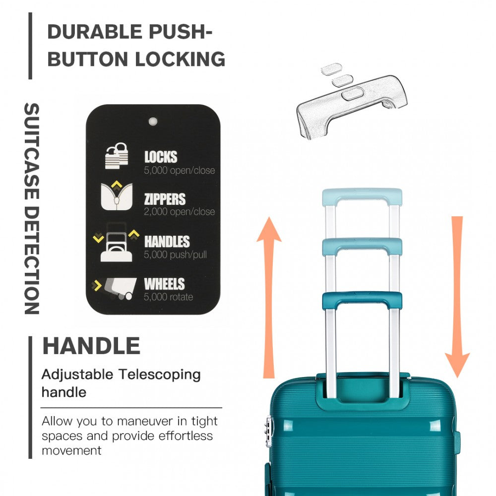 Kono K2092 Bright Hard Shell PP (Polypropylene) Suitcase With TSA Lock