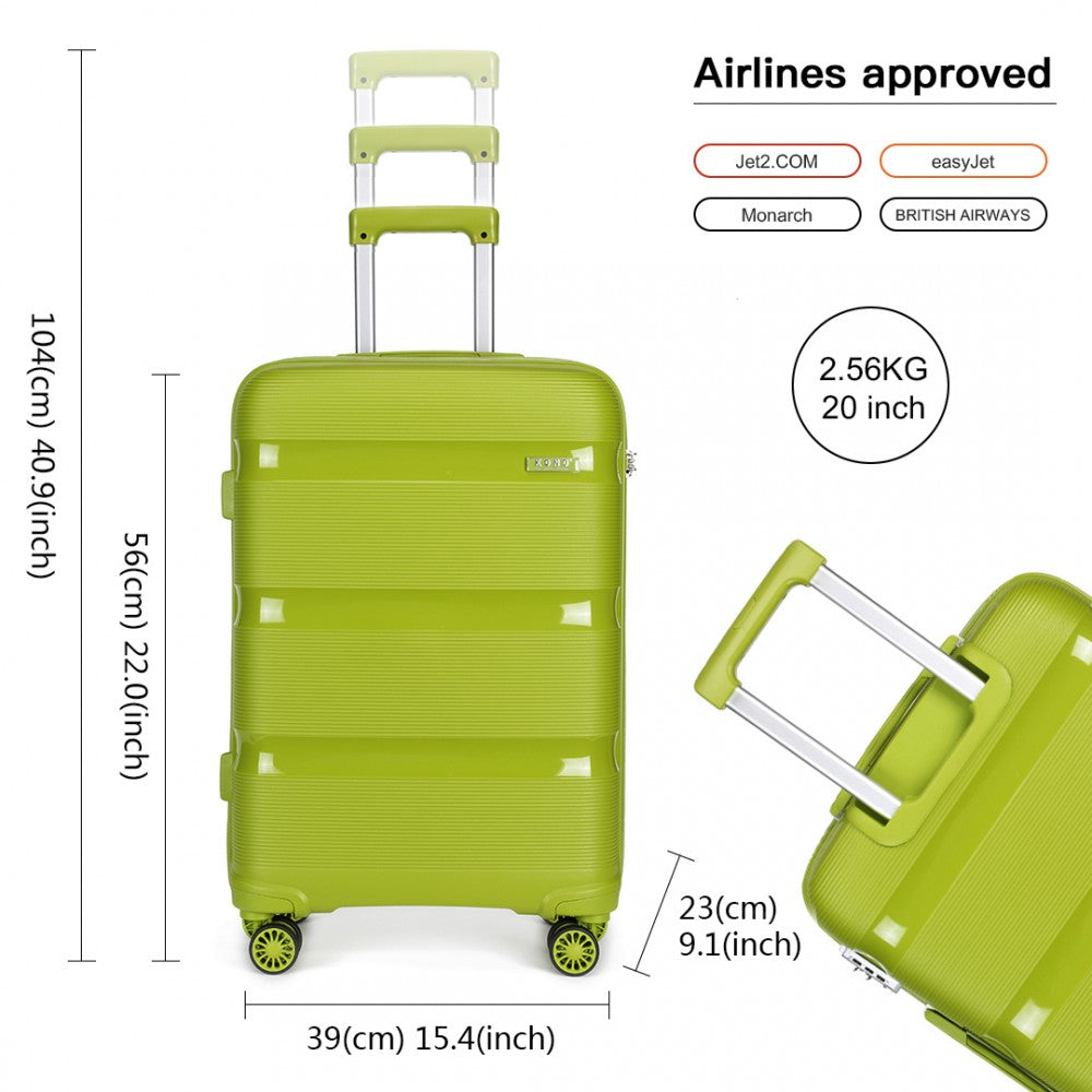 Kono K2092 Bright Hard Shell PP (Polypropylene) Suitcase With TSA Lock