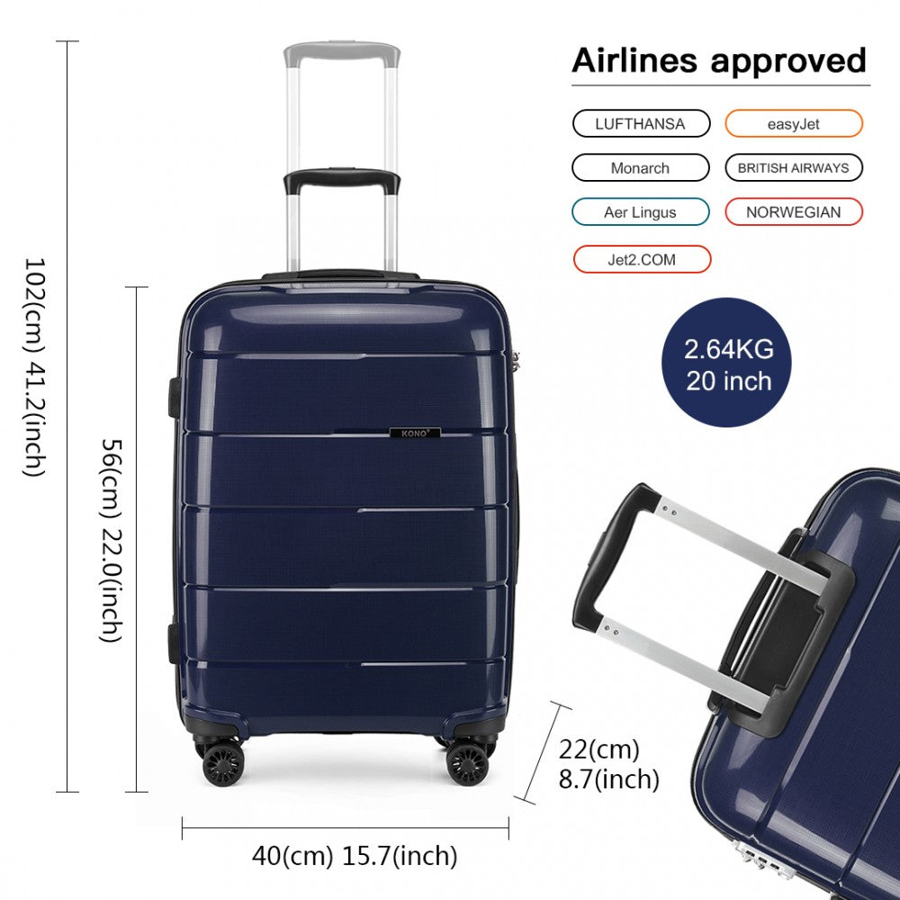 Kono K1997L Hard Shell PP (Polypropylene) Suitcase With TSA Lock