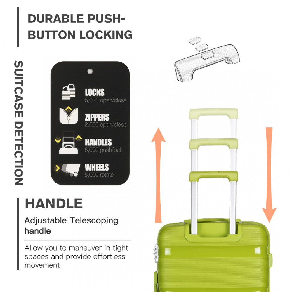 Kono K2092 Bright Hard Shell PP (Polypropylene) Suitcase With TSA Lock