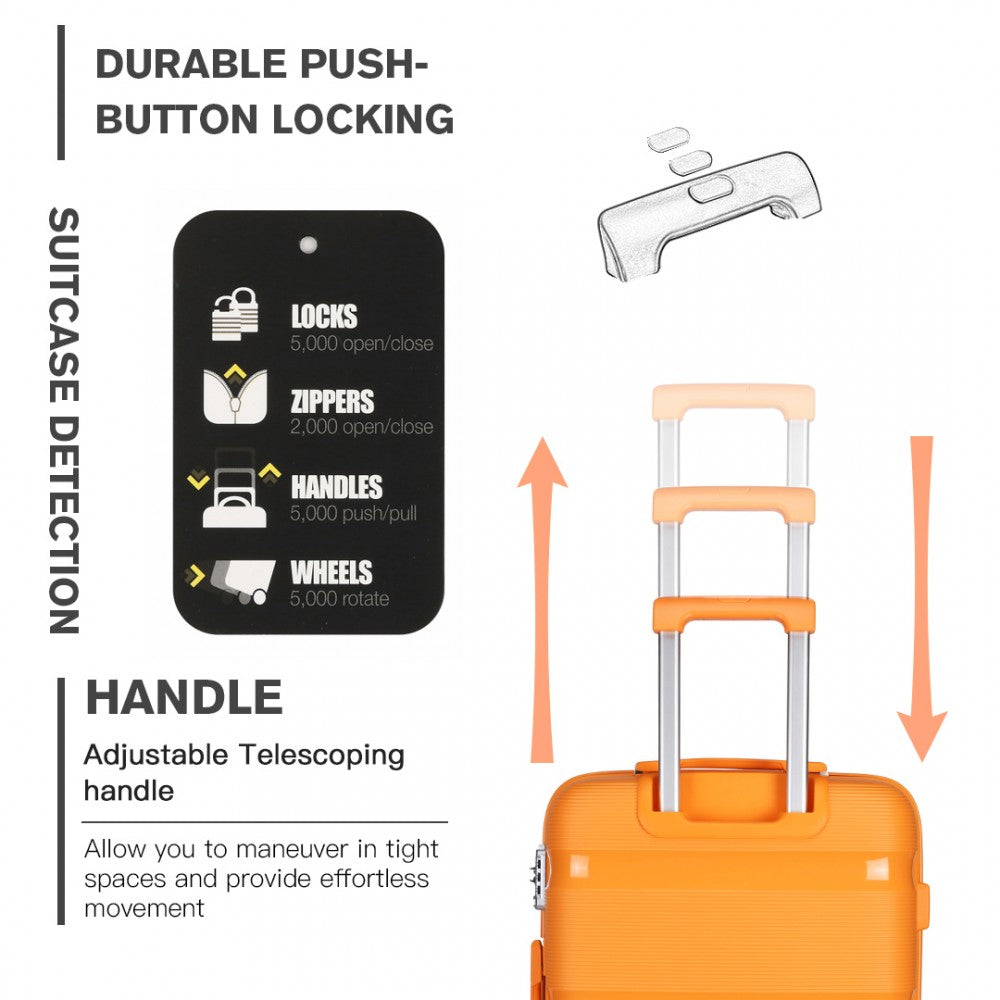 Kono K2092 Bright Hard Shell PP (Polypropylene) Suitcase With TSA Lock