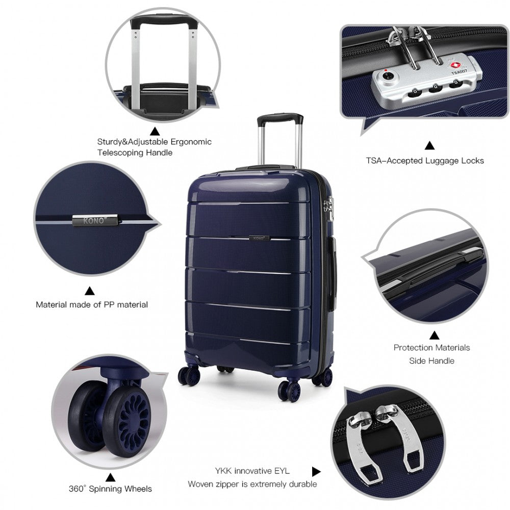 Kono K1997L Hard Shell PP (Polypropylene) Suitcase With TSA Lock