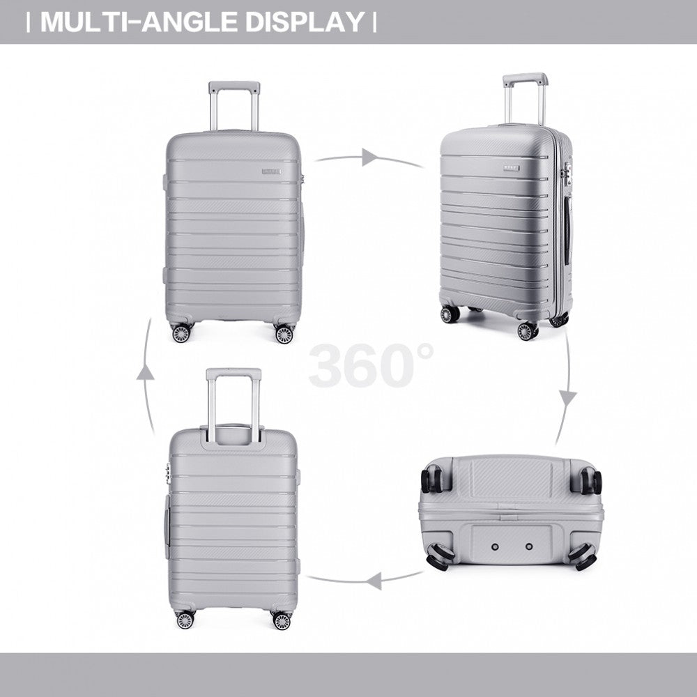 Kono K2091L Multi Texture Hard Shell PP (Polypropylene) Suitcase With TSA Lock