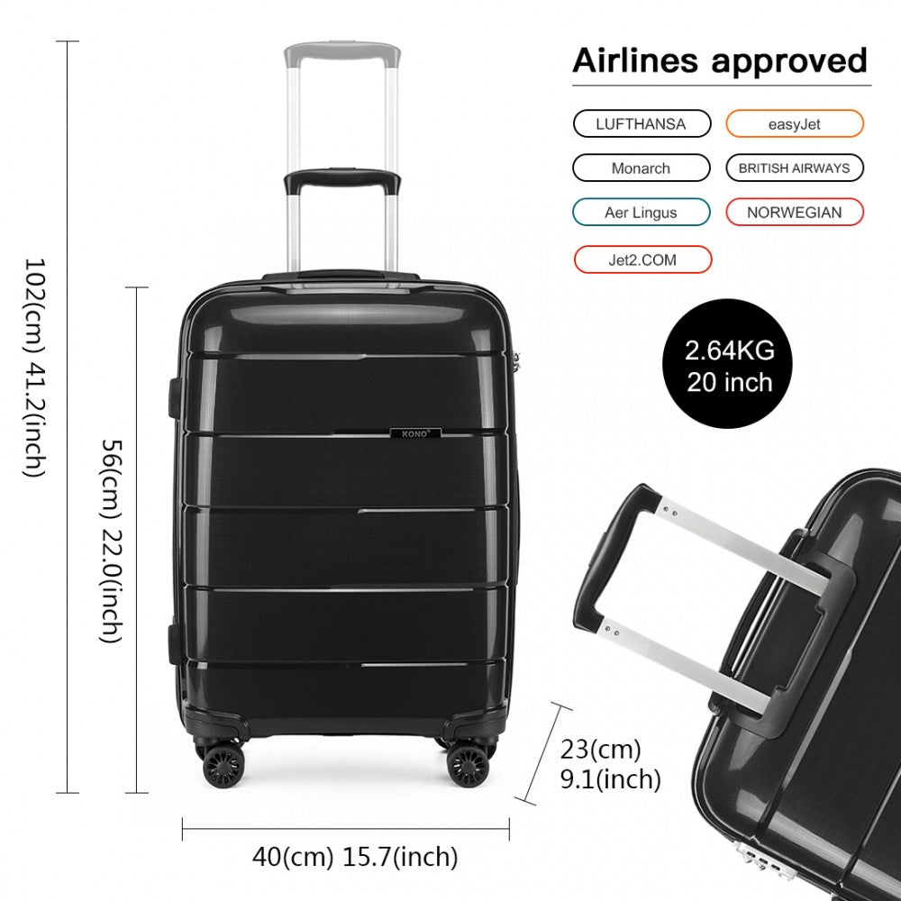 Kono K1997L Hard Shell PP (Polypropylene) Suitcase With TSA Lock