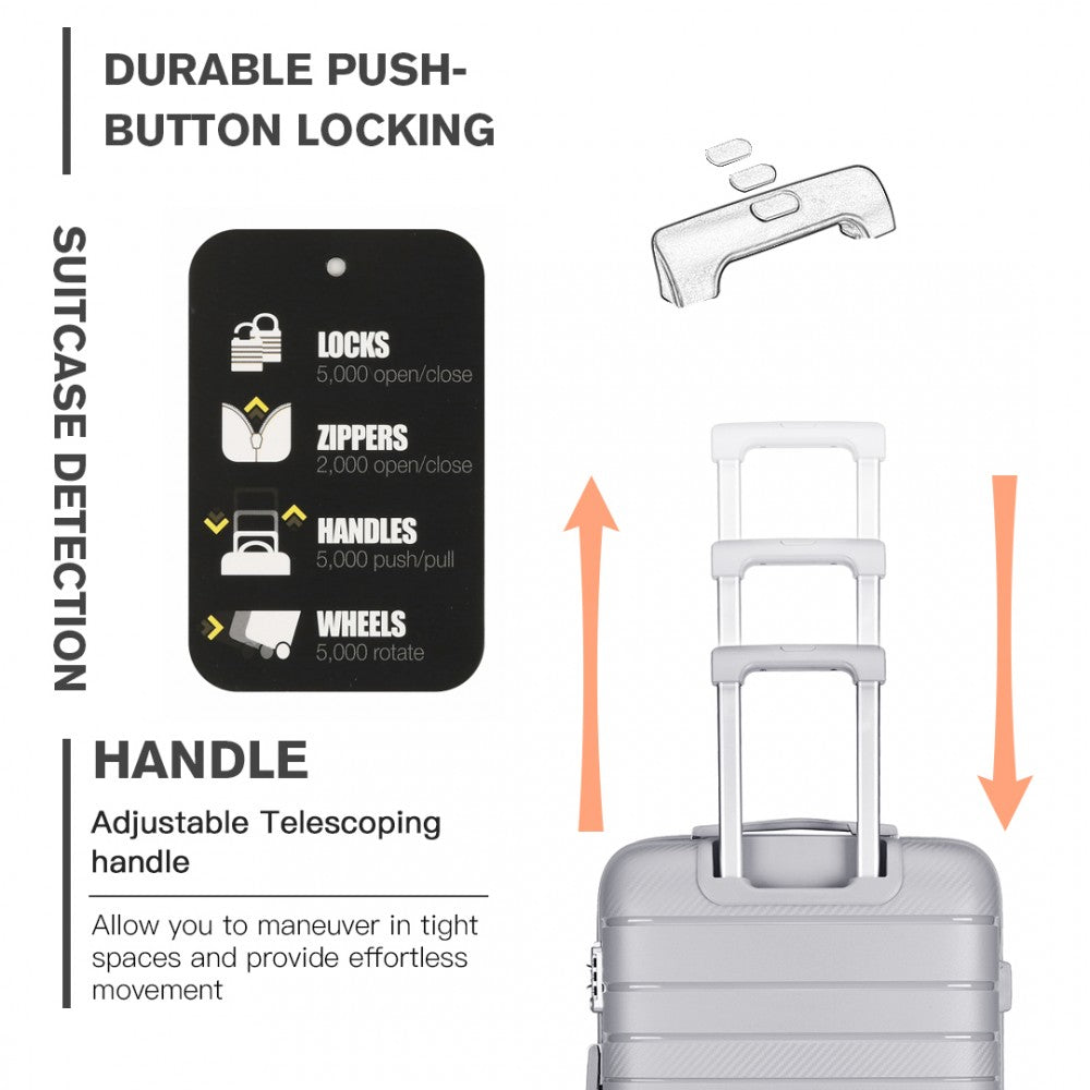 Kono K2091L Multi Texture Hard Shell PP (Polypropylene) Suitcase With TSA Lock